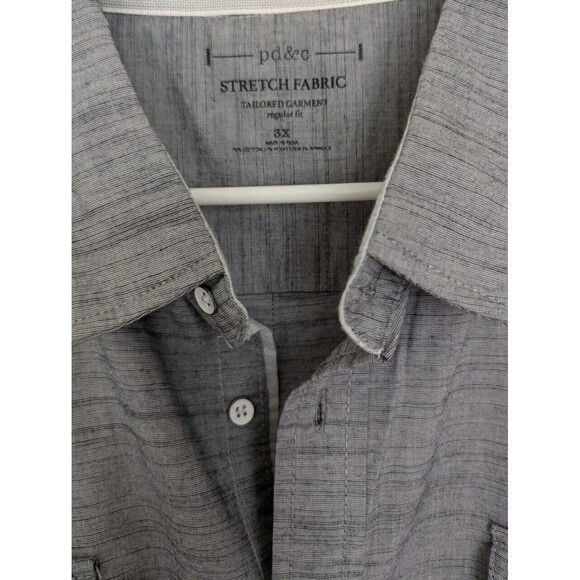 PD & Co Dark Gray Woven Button Down Shirt Mens 3XL Cotton Blend Short Sleeve - Picture 4 of 7